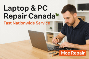 Laptop & PC Repair Canada – Moe Repair technician servicing computer with nationwide support